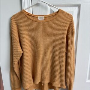 Tan Long Sleeve Waffle Knit Top